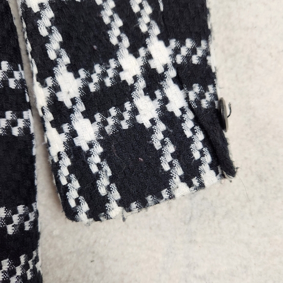 Worthington Womens Size 4 Black/White Soft Houndstooth Button Up Pea Coat - Picture 12 of 14